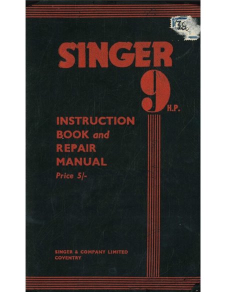 1934 SINGER (NINE) 9 H.P. INSTRUCTIEBOEKJE ENGELS