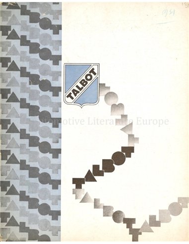 1931 TALBOT PROGRAMMA BROCHURE FRANS