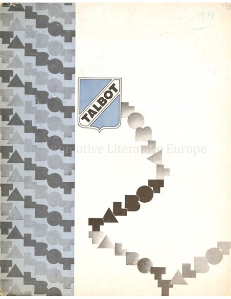 1931 TALBOT PROGRAMMA BROCHURE FRANS