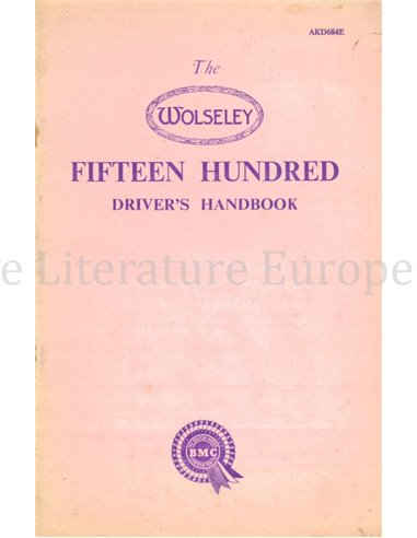 1960 WOLSELEY FIFTEEN HUNDRED INSTRUCTIEBOEKJE ENGELS
