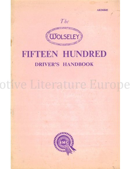 1960 WOLSELEY FIFTEEN HUNDRED BETRIEBSANLEITUNG ENGLISCH