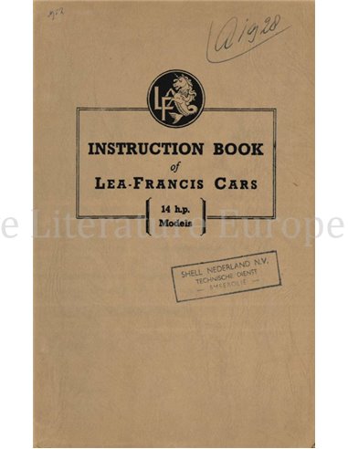 1952 LEA-FRANCIS 14 H.P. ESTATE CAR (I.F.S. MODEL) BETRIEBSANLEITUNG ENGLISCH
