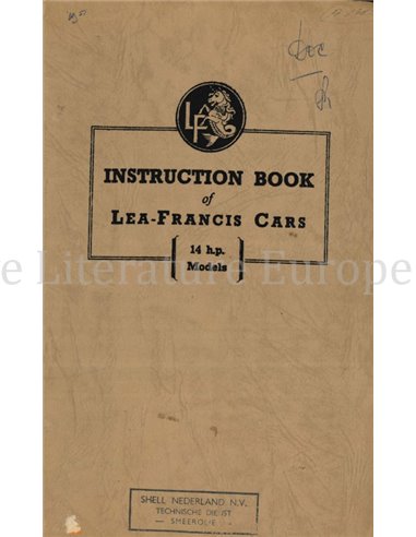 1951 LEA-FRANCIS 14 H.P. FOUR-LIGHT SALOON (I.F.S. MODEL) INSTRUCTIEBOEKJE ENGELS