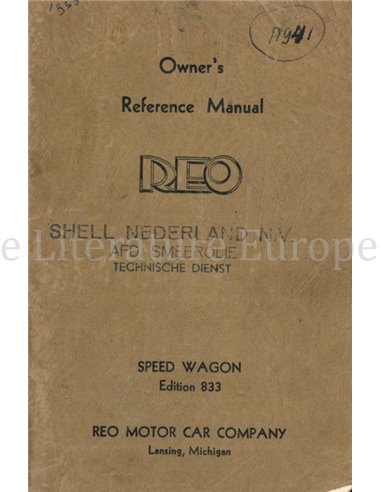 1933 REO SPEED WAGON EDITION 833 INSTRUCTIEBOEKJE ENGELS (USA)