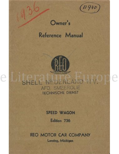 1936 REO SPEED WAGON EDITION 736 BETRIEBSANLEITUNG ENGLISCH (USA)