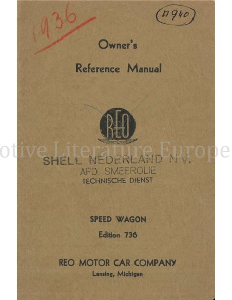 1936 REO SPEED WAGON EDITION 736 BETRIEBSANLEITUNG ENGLISCH (USA)