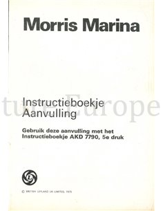 1975 MORRIS MARINA 1.3 | 1.8 OWNERS MANUAL DUTCH 2