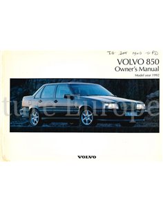1992 VOLVO 850 INSTRUCTIEBOEKJE ENGELS