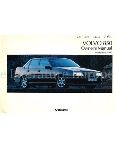 1992 VOLVO 850 INSTRUCTIEBOEKJE ENGELS