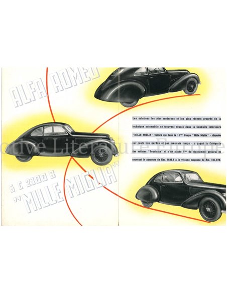 1938 ALFA ROMEO 6C 2300 B PROSPEKT FRANZÖSISCH