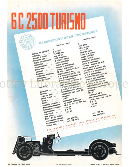 1939 ALFA ROMEO 6C 2500 TURISMO PROSPEKT FRANZÖSISCH