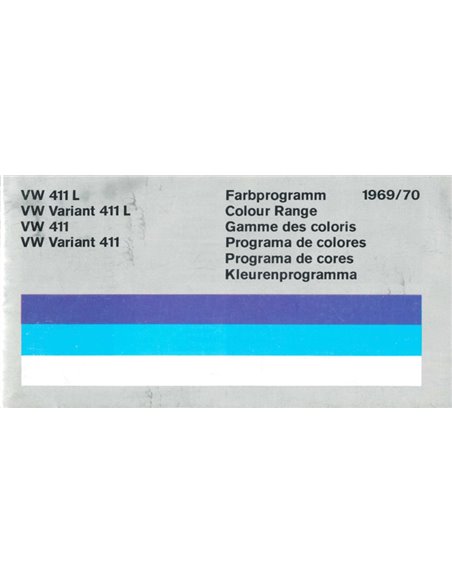 1969/70 VOLKSWAGEN 411 KLEUREN EN BEKLEDING PROGRAMMA BROCHURE 