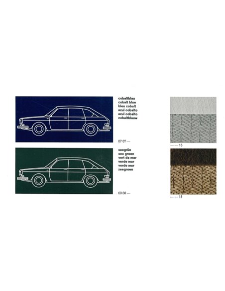 1968/69 VOLKSWAGEN 411 KLEUREN EN BEKLEDING PROGRAMMA BROCHURE 
