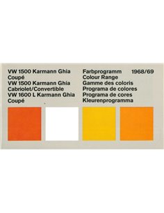 1968/69 VOLKSWAGEN KARMANN GHIA KLEUREN EN BEKLEDING PROGRAMMA BROCHURE