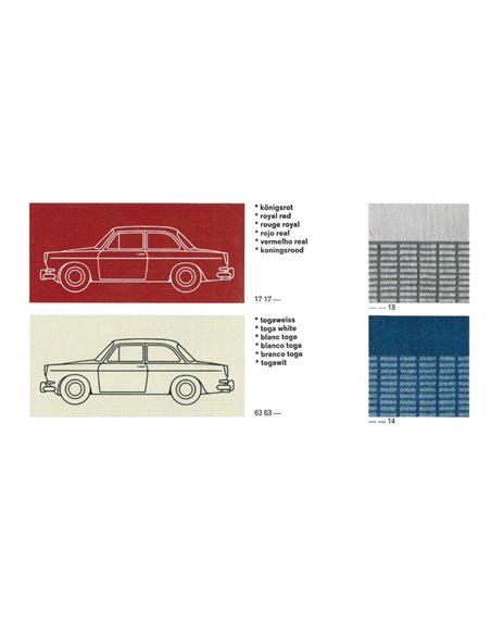 1968/69 VOLKSWAGEN 1600 FARBEN UND POLSTER PROGRAMM PROSPEKT