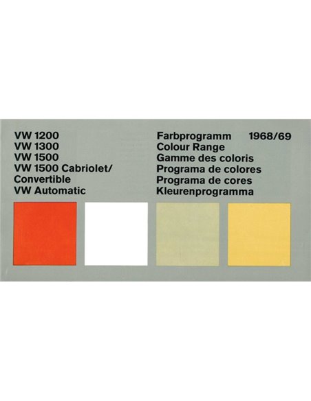1968/69 VOLKSWAGEN COLOUR AND UPHOLSTERY RANGE BROCHURE