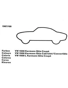 1967/68 VOLKSWAGEN KARMANN GHIA COLOUR AND UPHOLSTERY BROCHURE