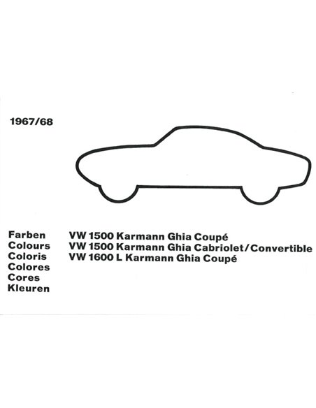 1967/68 VOLKSWAGEN KARMANN GHIA COLOUR AND UPHOLSTERY BROCHURE
