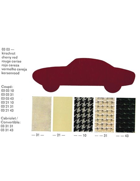 1967/68 VOLKSWAGEN KARMANN GHIA FARBEN UND POLSTER PROSPEKT