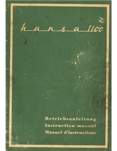 1959 HANSA 1100 OWNERS MANUAL GERMAN | ENGLISH | FRENCH