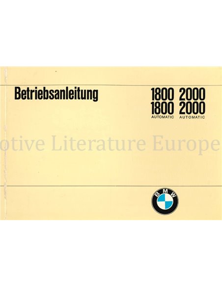 1970 BMW 1800 | 2000 (AUTOMATIC) OWNERS MANUAL GERMAN