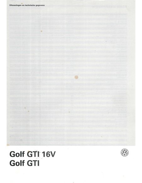 1986 VOLKSWAGEN GOLF GTI 16V PROSPEKT NIEDERLÄNDISCH
