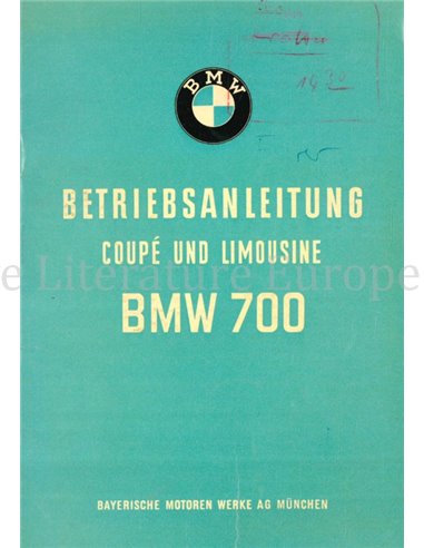 1961 BMW 700 COUPÉ | LIMOUSINE OWNERS MANUAL GERMAN