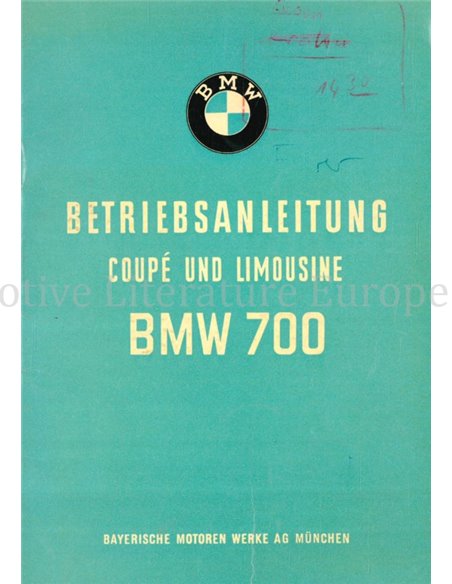 1961 BMW 700 COUPÉ | LIMOUSINE OWNERS MANUAL GERMAN