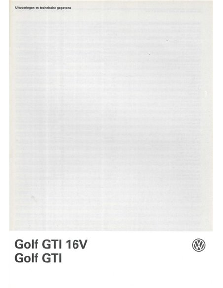 1988 VOLKSWAGEN GOLF GTI 16V BROCHURE DUTCH