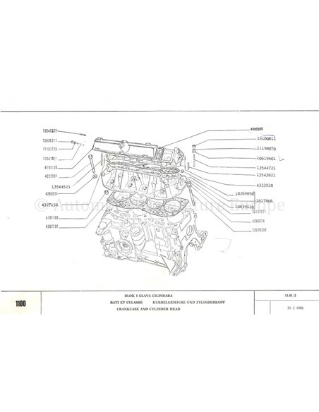 1980 ZASTAVA 1100 SPARE PART CATALOG 