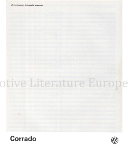 1990 VOLKSWAGEN CORRADO G60 BROCHURE DUTCH