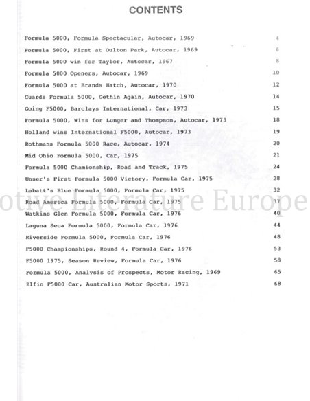 FORMULA 5000, RACE REPORTS AND RACE SUMMARIES ON FORMULA 5000 EVENTS