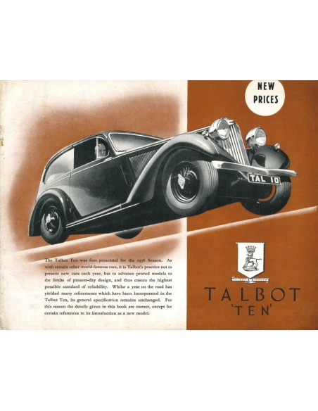 1937 TALBOT TEN BROCHURE ENGLISH