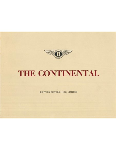 1952 BENTLEY CONTINENTAL BROCHURE ENGLISH