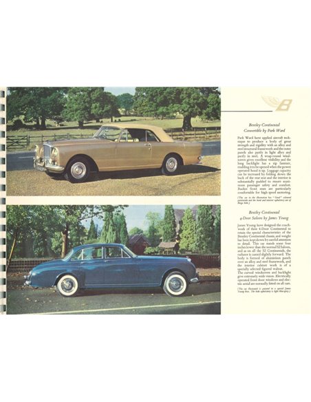 1960 BENTLEY CONTINENTAL BROCHURE ENGLISH