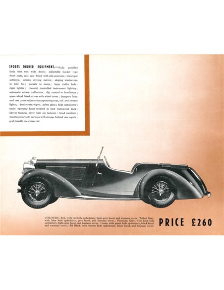 1937 TALBOT TEN BROCHURE ENGLISH