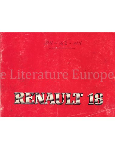 1982 RENAULT 18 INSTRUCTIEBOEKJE NEDERLANDS