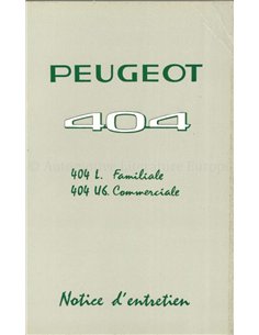1967 PEUGEOT 404 FAMILIALE | COMMERCIALE BETRIEBSANLEITUNG FRANZÖSISCH
