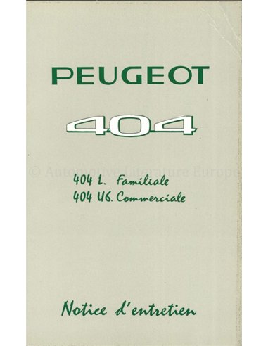1967 PEUGEOT 404 FAMILIALE | COMMERCIALE OWNERS MANUAL DUTCH