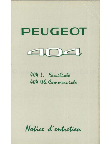 1967 PEUGEOT 404 FAMILIALE | COMMERCIALE OWNERS MANUAL DUTCH