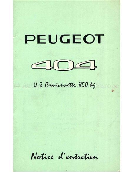 1969 PEUGEOT 404 CAMIONNETTE OWNERS MANUAL FRENCH