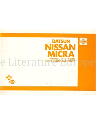1983 DATSUN | NISSAN MICRA (K10 SERIE) BETRIEBSANLEITUNG DEUTSCH