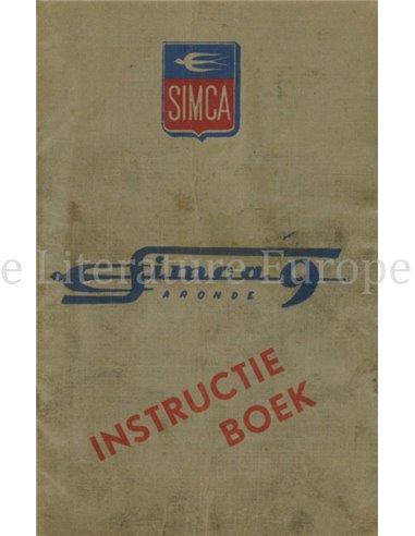 1951 SIMCA 9 ARONDE BETRIEBSANLEITUNG NIEDERLÄNDISCH