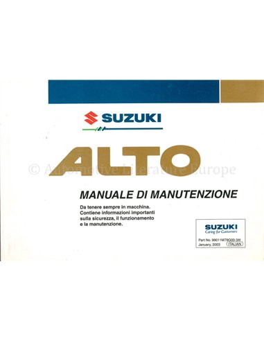 2003 SUZUKI ALTO BETRIEBSANLEITUNG ITALIENISCH