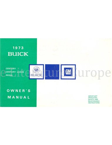 1973 BUICK CENTURY | CENTURY LUXUS | REGAL INSTRUCTIEBOEKJE ENGELS