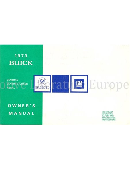 1973 BUICK CENTURY | CENTURY LUXUS | REGAL BETRIEBSANLEITUNG ENGLISCH