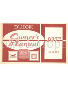 1977 BUICK SKYLARK INSTRUCTIEBOEKJE ENGELS