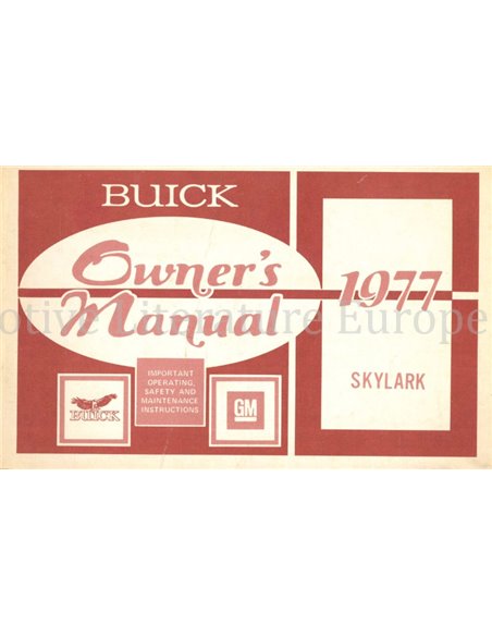 1977 BUICK SKYLARK BETRIEBSANLEITUNG ENGLISCH