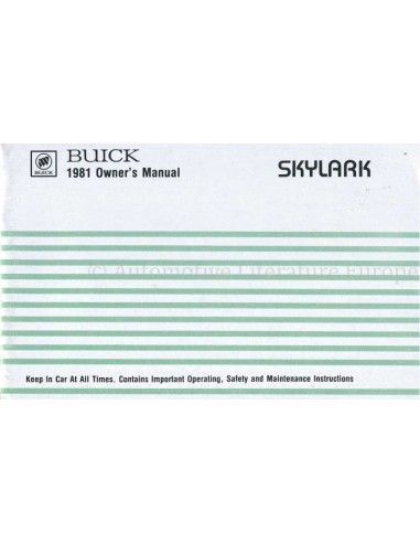1981 BUICK SKYLARK INSTRUCTIEBOEKJE ENGELS
