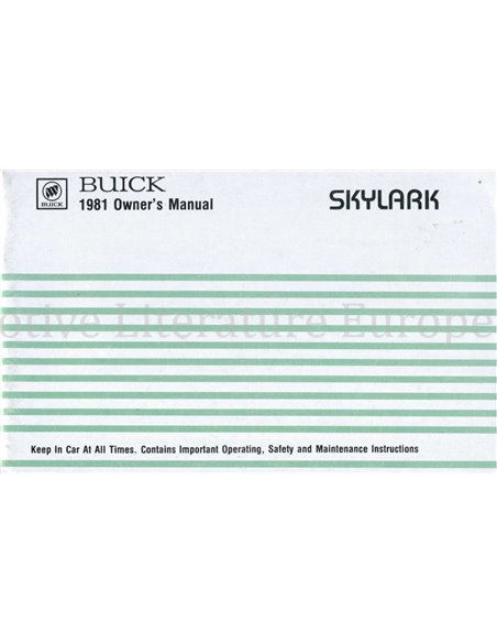 1981 BUICK SKYLARK INSTRUCTIEBOEKJE ENGELS